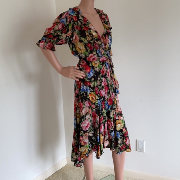 Cha Cha Wrap Dress in Black Floral - Picture 6 of 12
